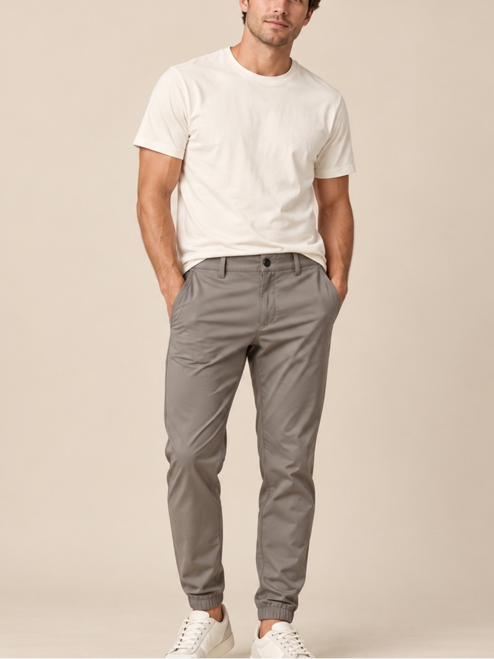 CUTS Men’s Jogger Pants Size L Gray Taupe Tapered Performance